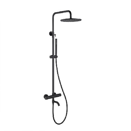 Cross border dedicated wall mounted black electroplating thermostatic valve core all copper dragon overhead spray belt handheld shower set